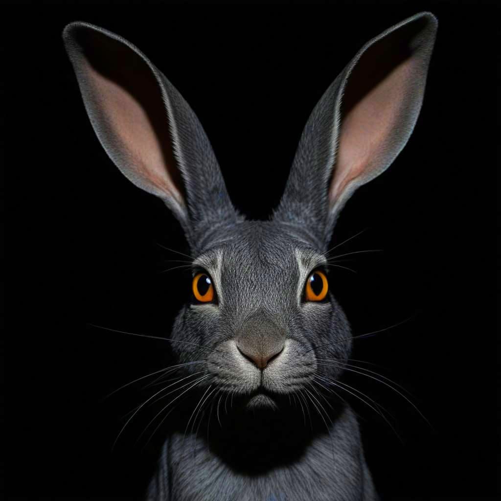 Ethereal Jack Rabbit Silhouette with Cobalt Eyes