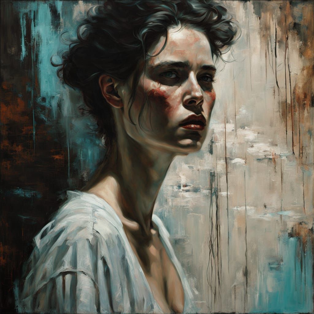 Gritty Oil Painting of a Rugged Man in Shadow