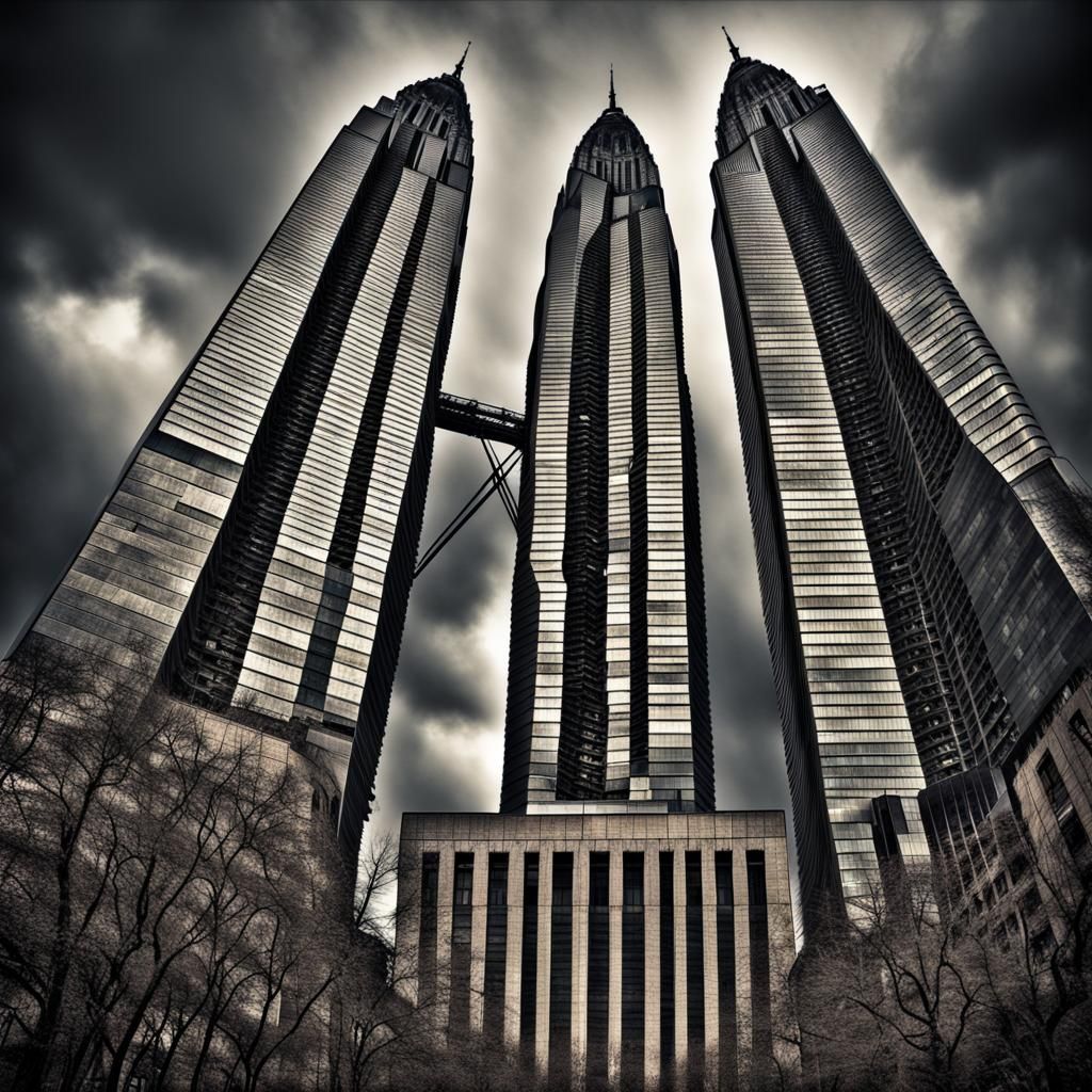Hyperrealistic Twin Towers in Cinematic Style