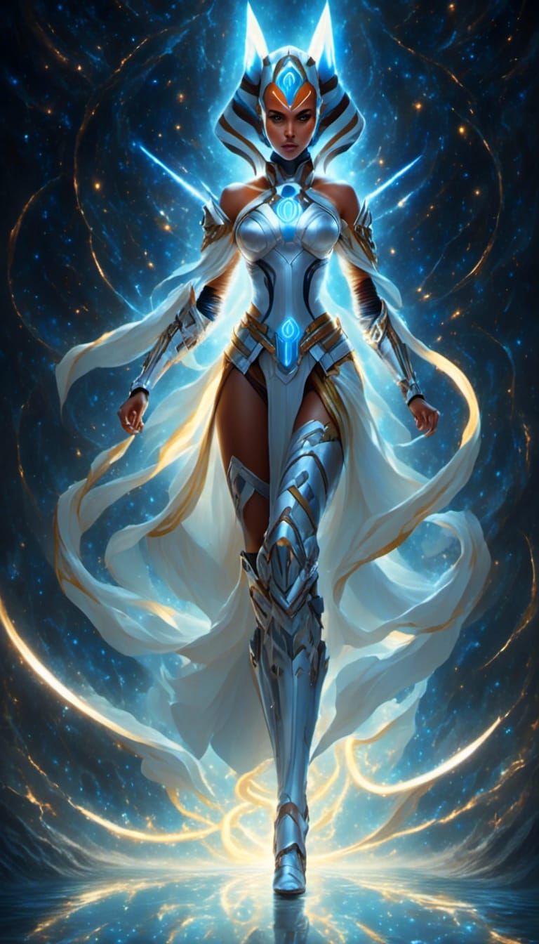 Ahsoka Tano as Astral Goddess in Holographic Art