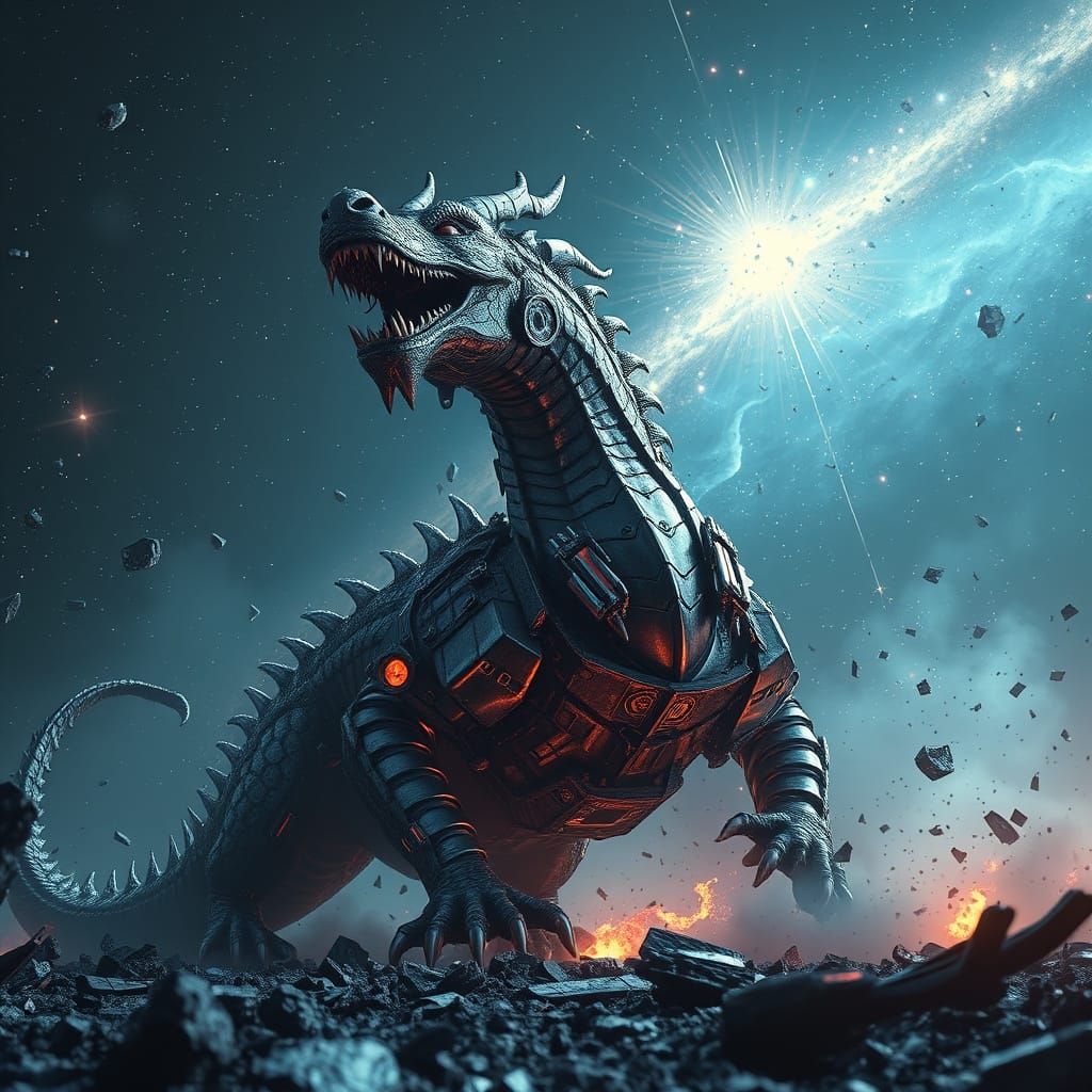 Epic Cyberpunk Dragon Devastates the Cosmos