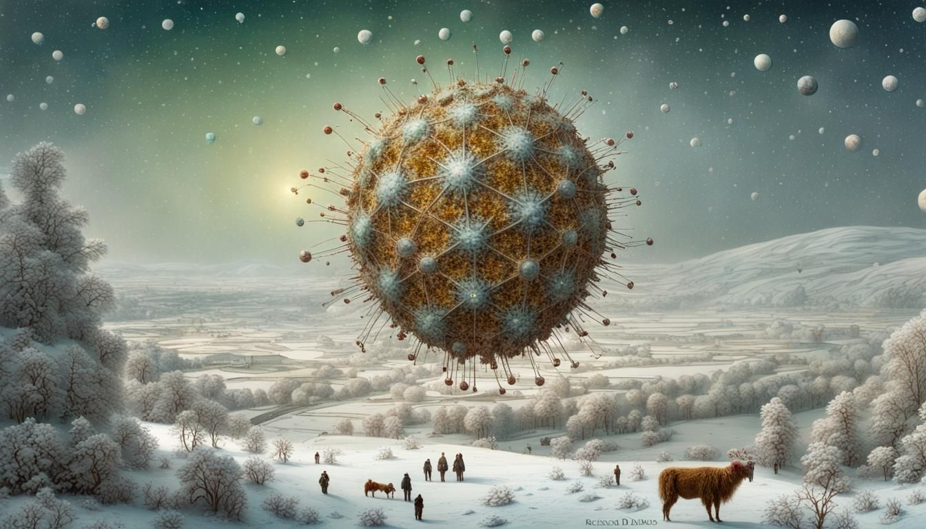 Android Christmas Card in Sci-Fi Landscape