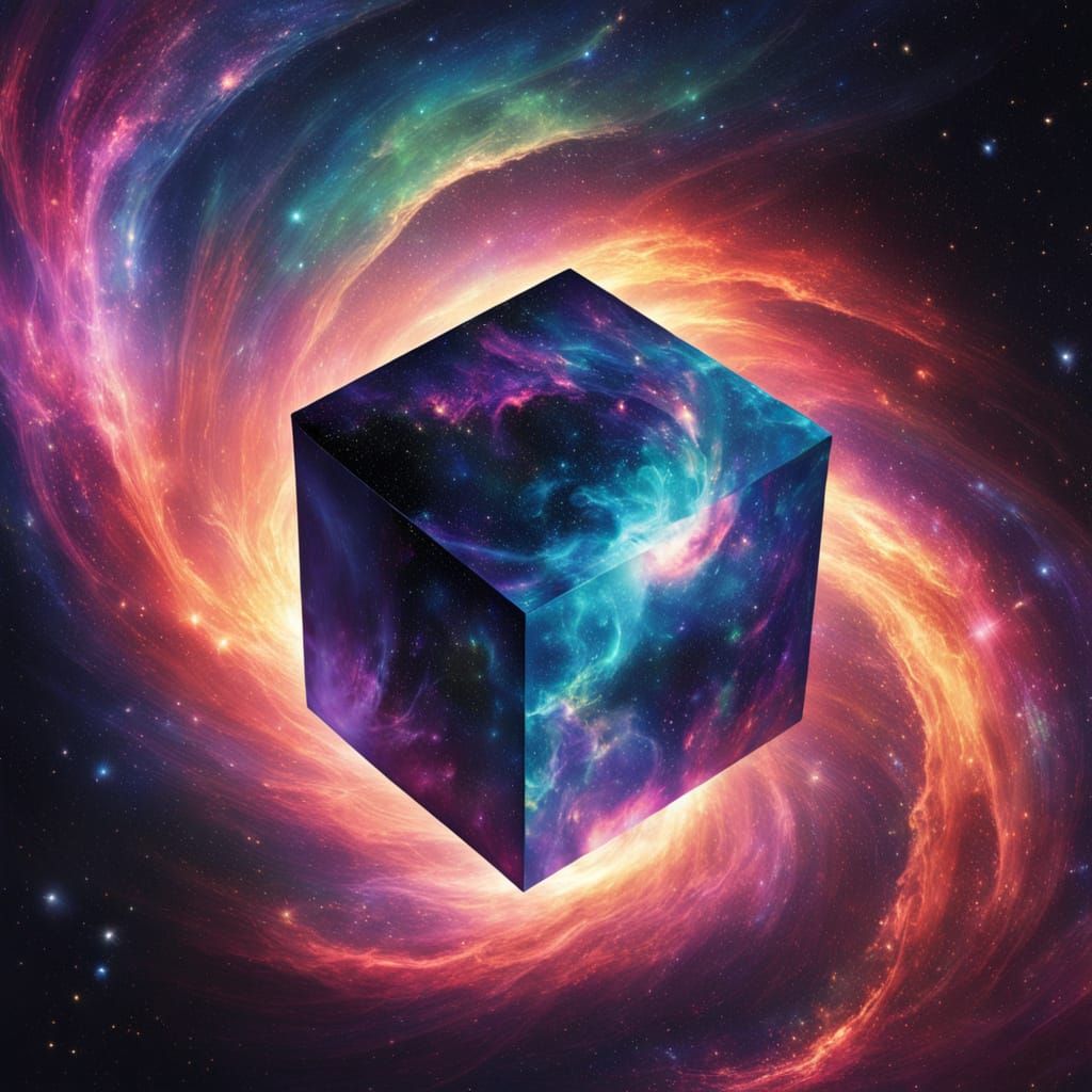 Cosmic Cube in Vibrant, Luminous Astral Projection