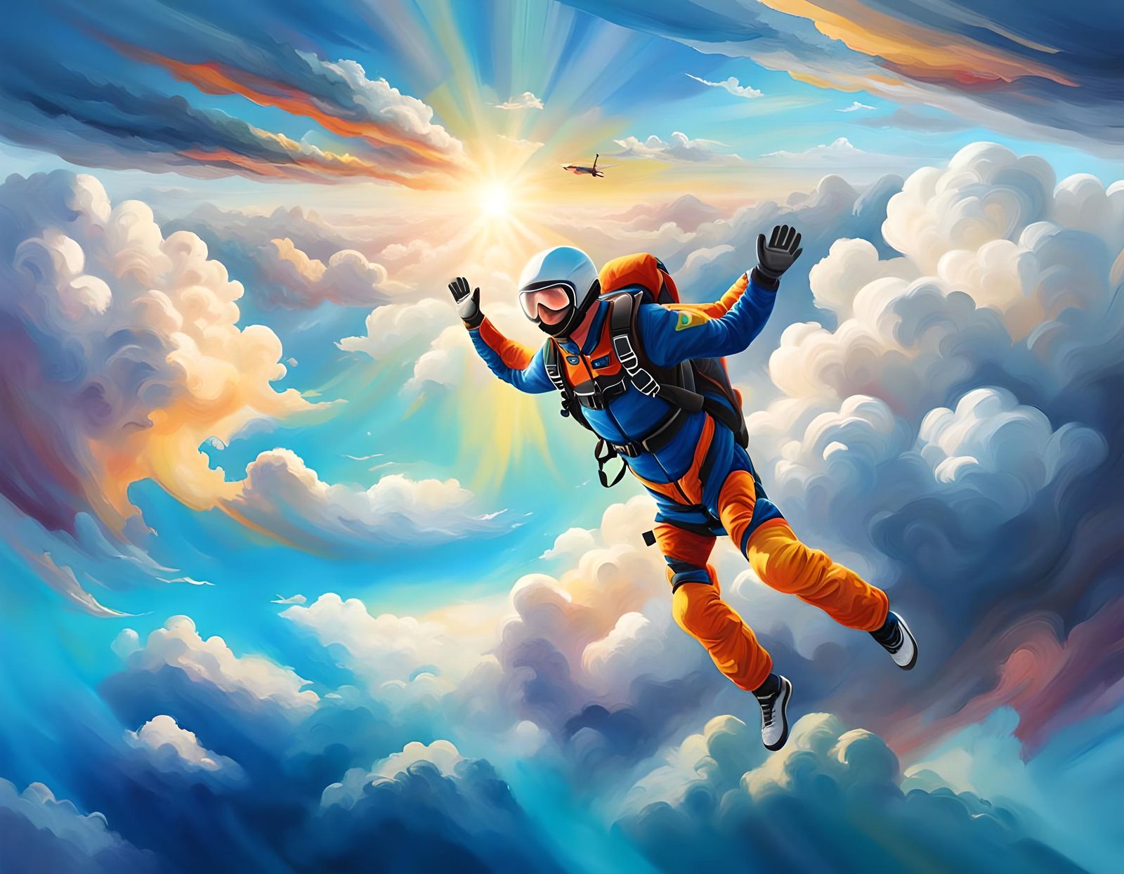 Skydiver Among Beautiful Clouds