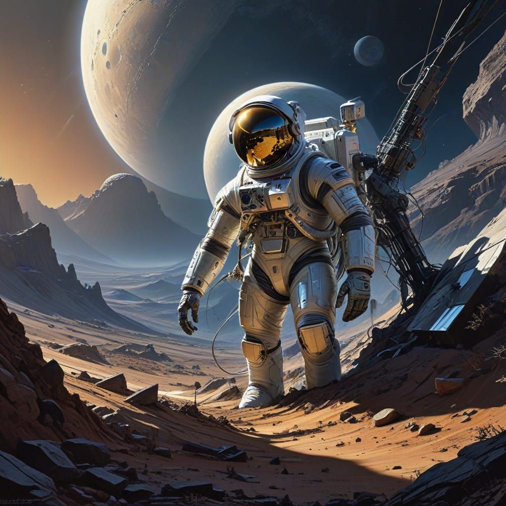 Astronauts Install Futuristic Radio Base on the Moon's Barre...