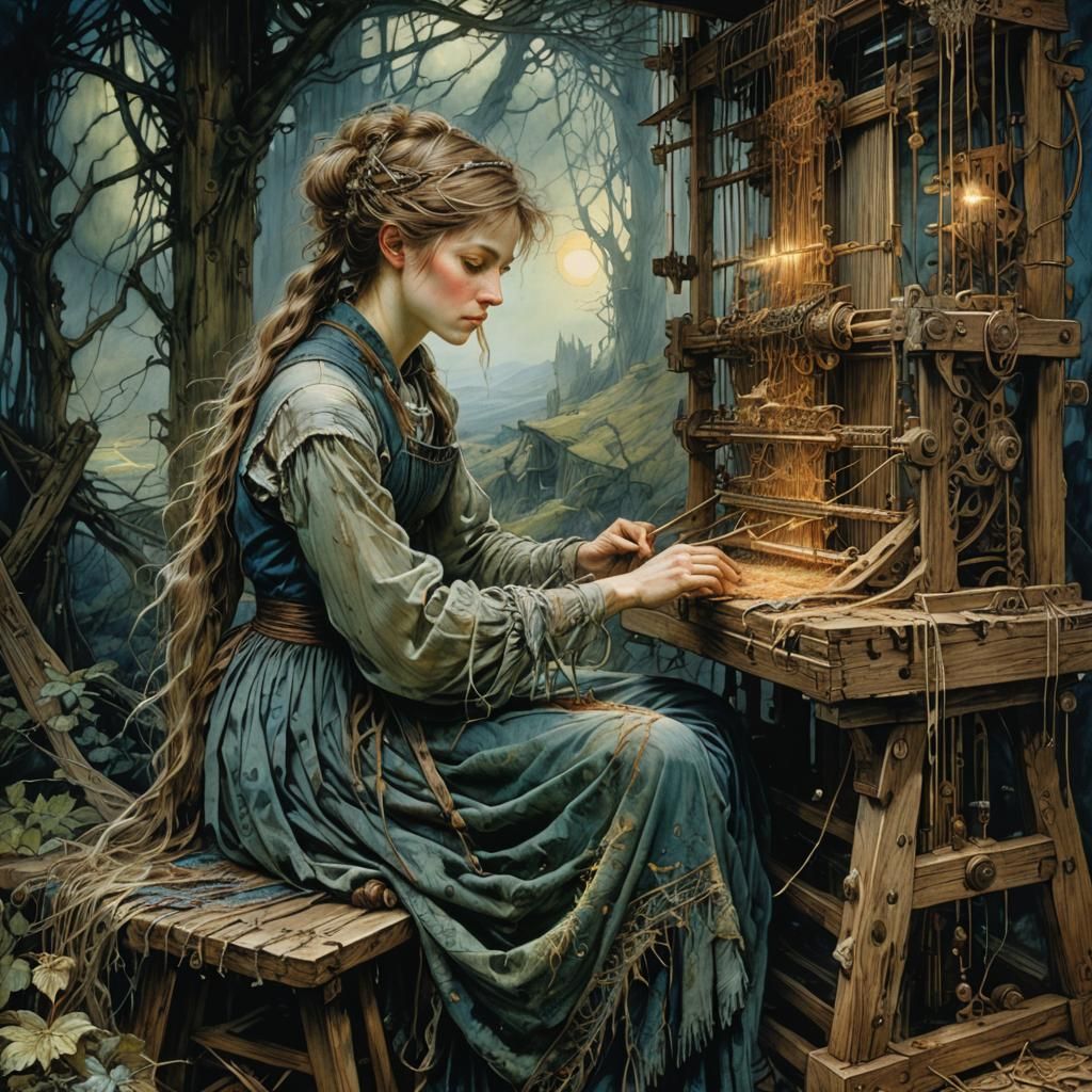 The Weaver at the Loom of Dreams: Detailed Art