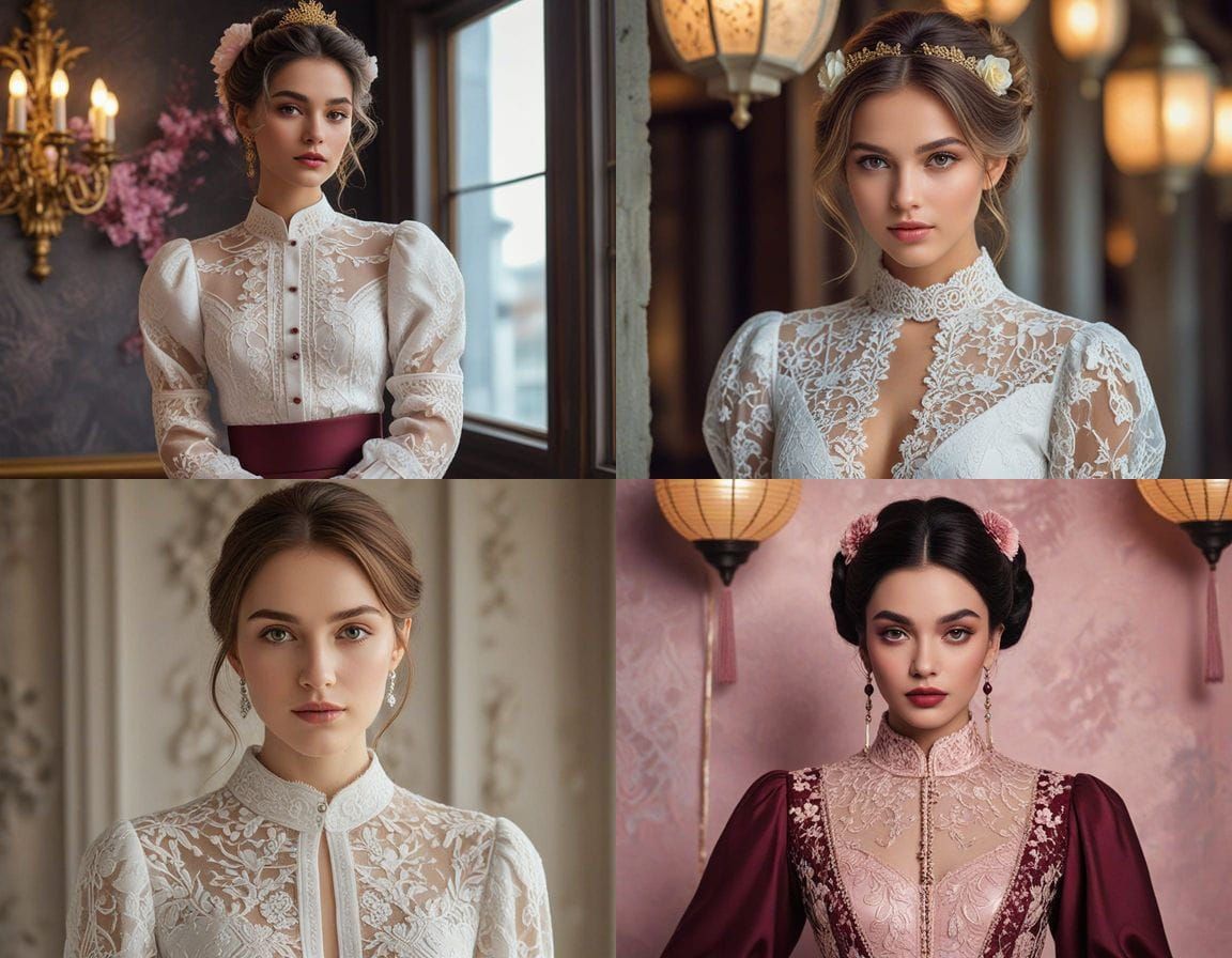 Elegant Woman in a Burgundy and Pink Ensemble