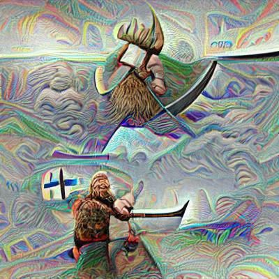 Viking Warrior Splits the World with Axe