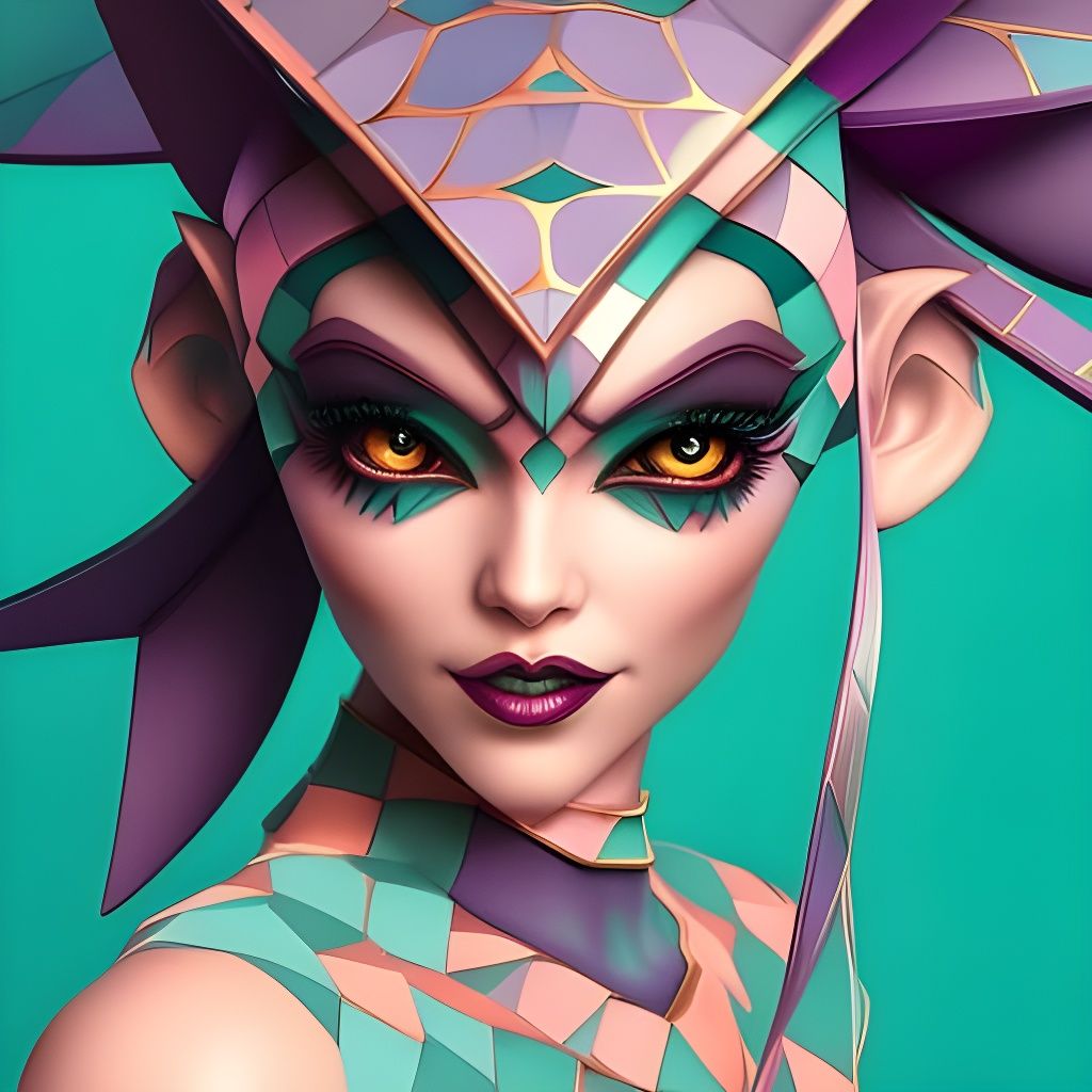 Whimsical Elf Woman Portrait in Expressive Art Style