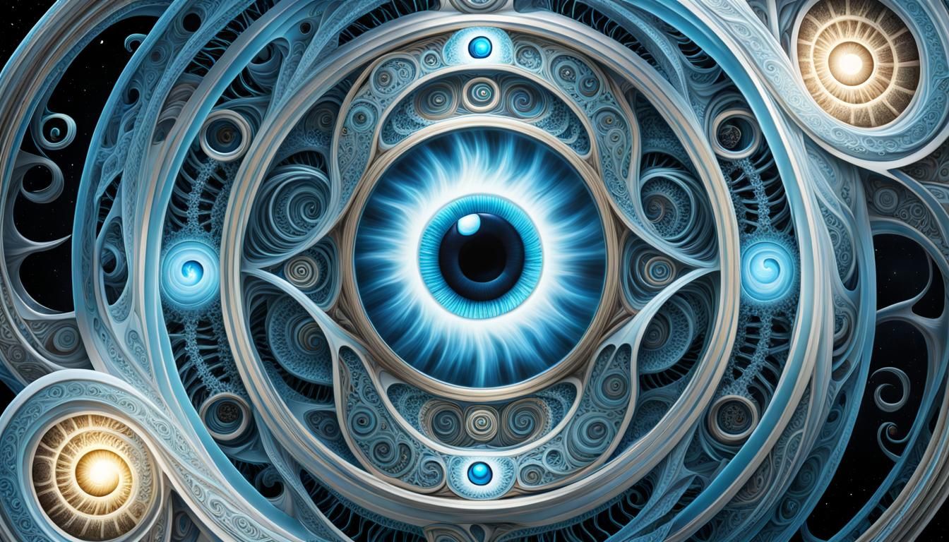 Mystical Tri-Faced Cosmic Entity in Vibrant Hues