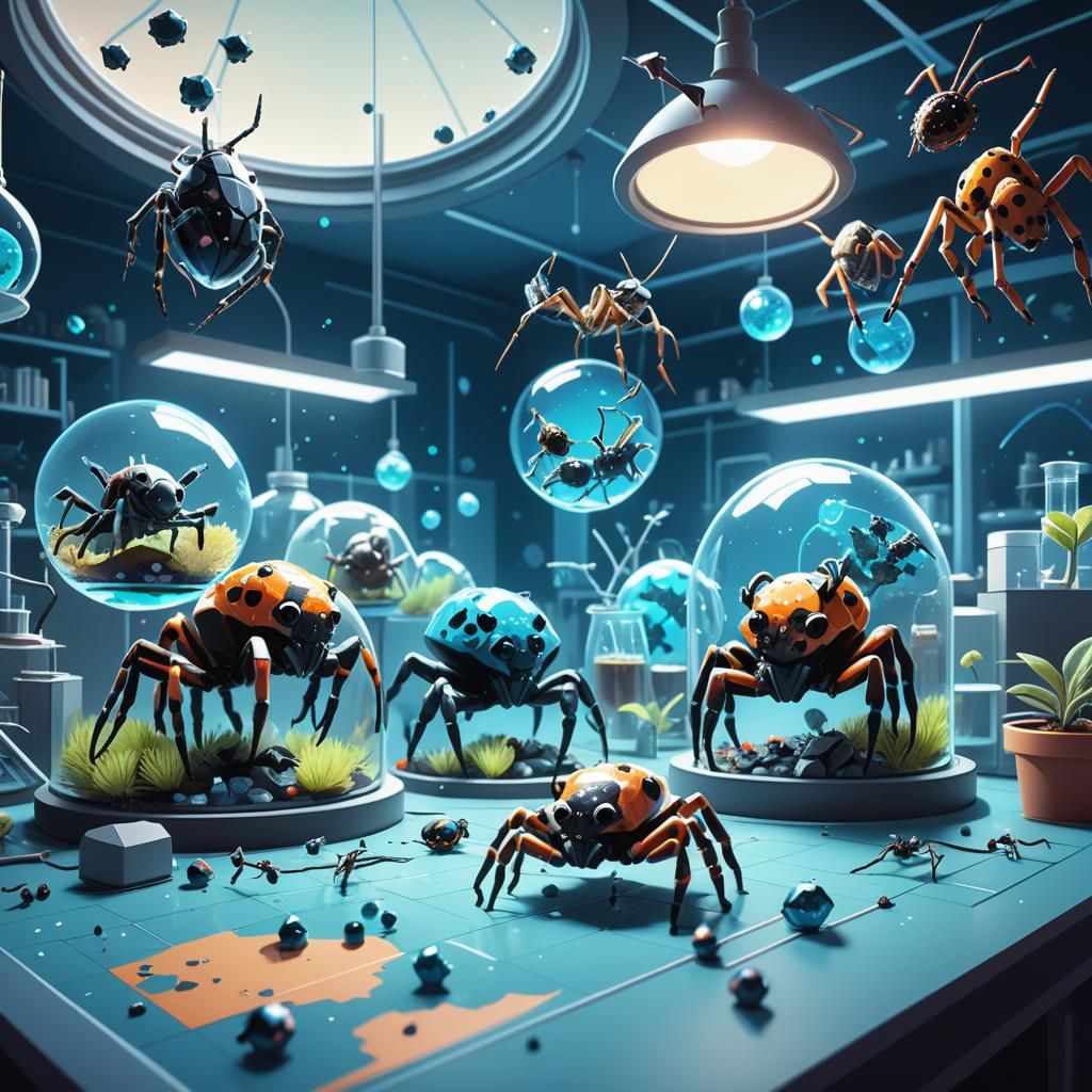 Alien Specimens on Exoplanet in Low-Poly Style