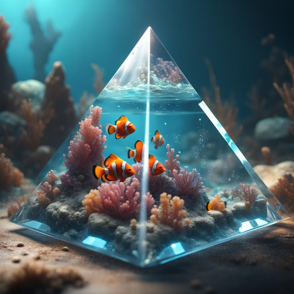 Crystal Pyramid Sea: Detailed Fantasy Concept Art
