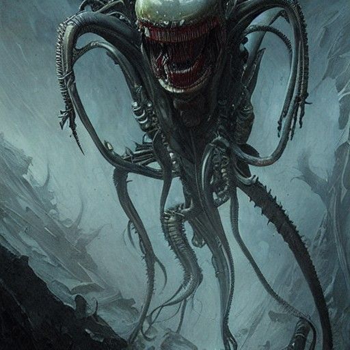Xenomorph Alien in Dark Fantasy Style