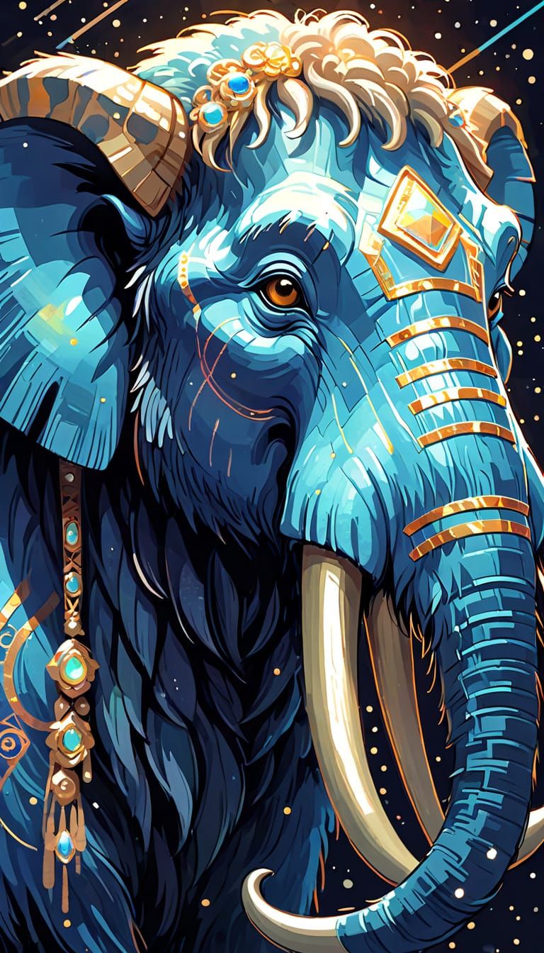 Woolly Mammoth in Vibrant Digital Painting Style