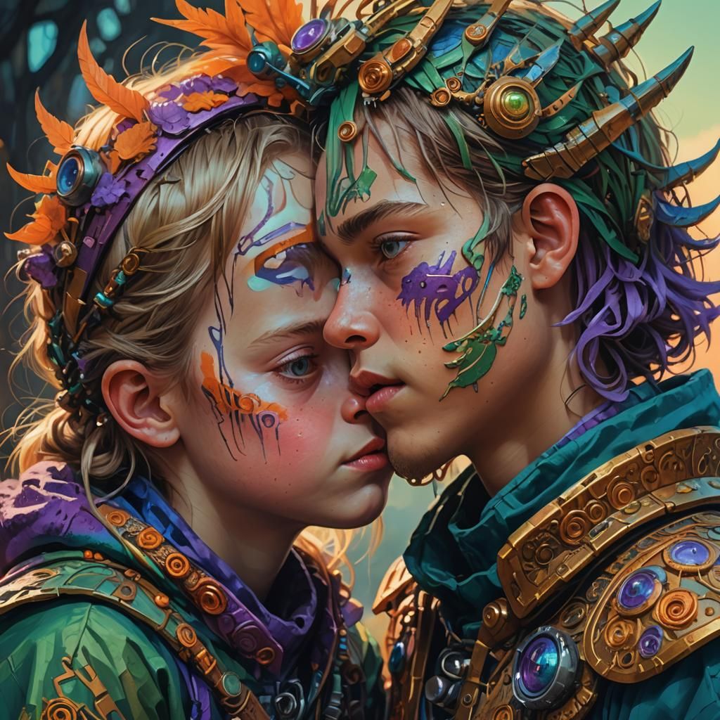 Brother and Sister in a Surreal Fantasy Painting