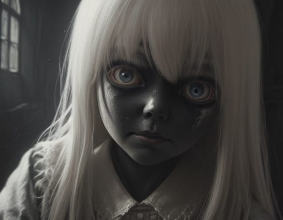 Creepy Doll in Dusty Attic as Child's Drawing