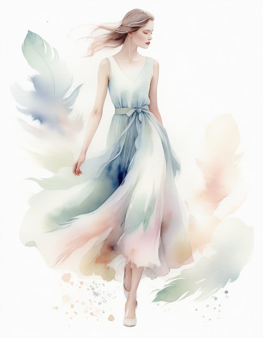 Elegant Woman in Watercolor Style
