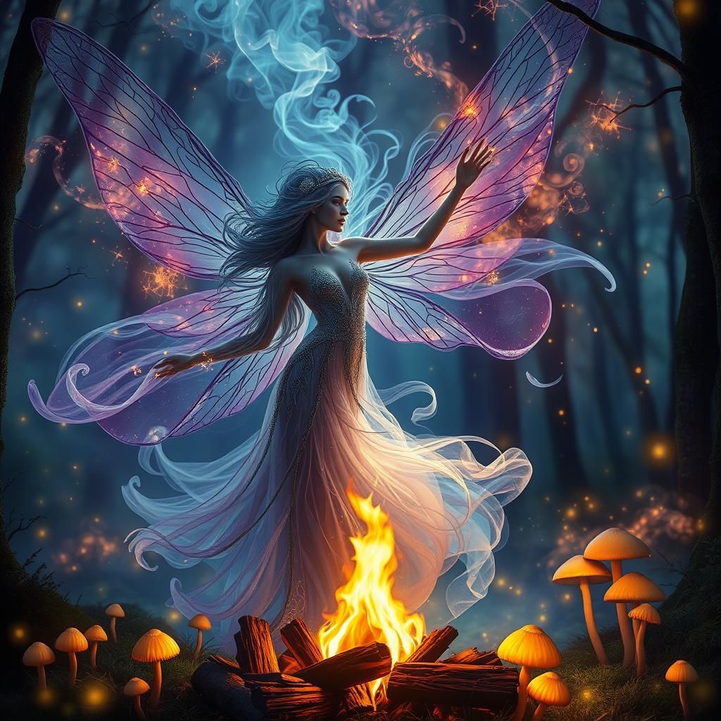 Ethereal Fairy Dance Above Campfire
