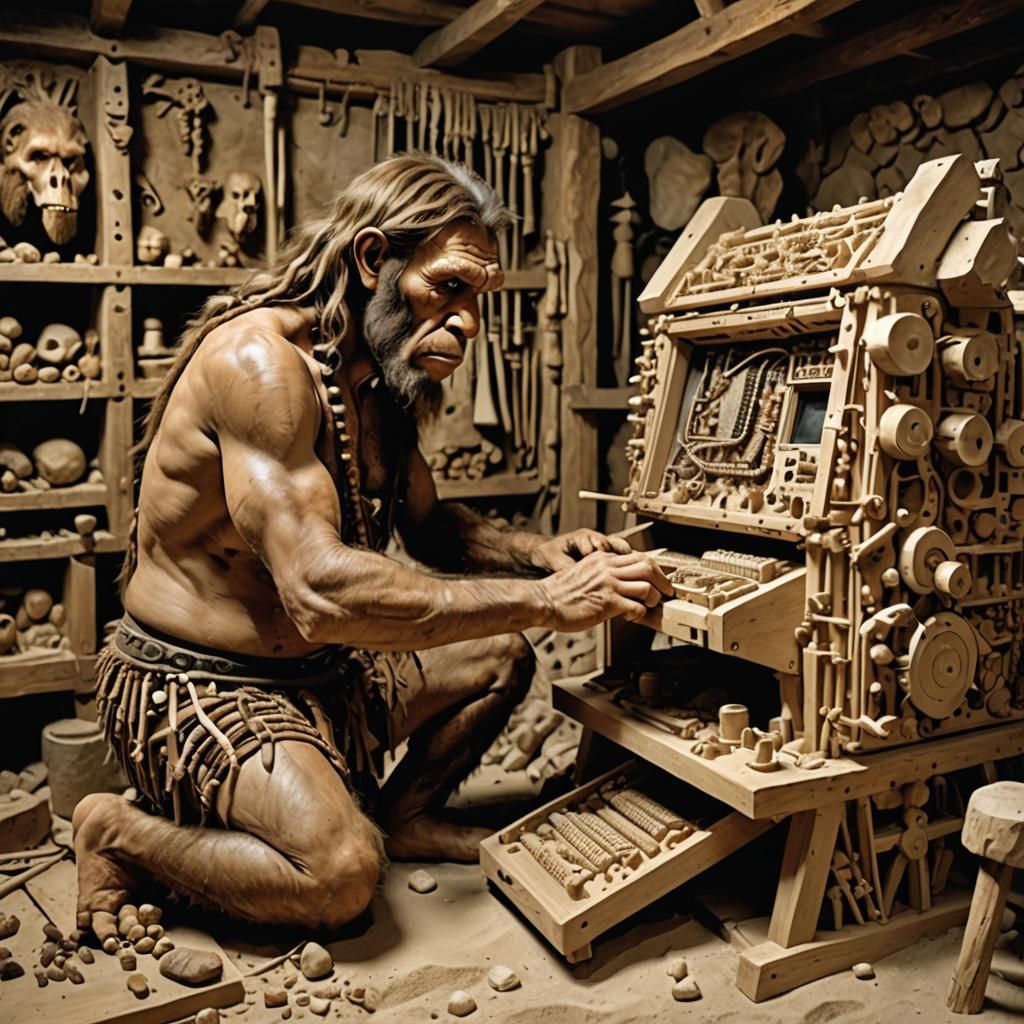 Neanderthal Engineer Repairs Stone Age Computer