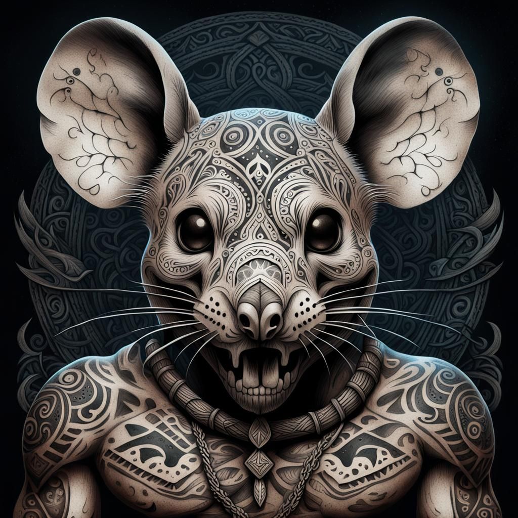 A small mouse proudly wearing with a pumped up chest a large...