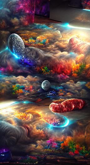 Psychedelic Cosmic Clouds: A Vibrant Surreal Painting