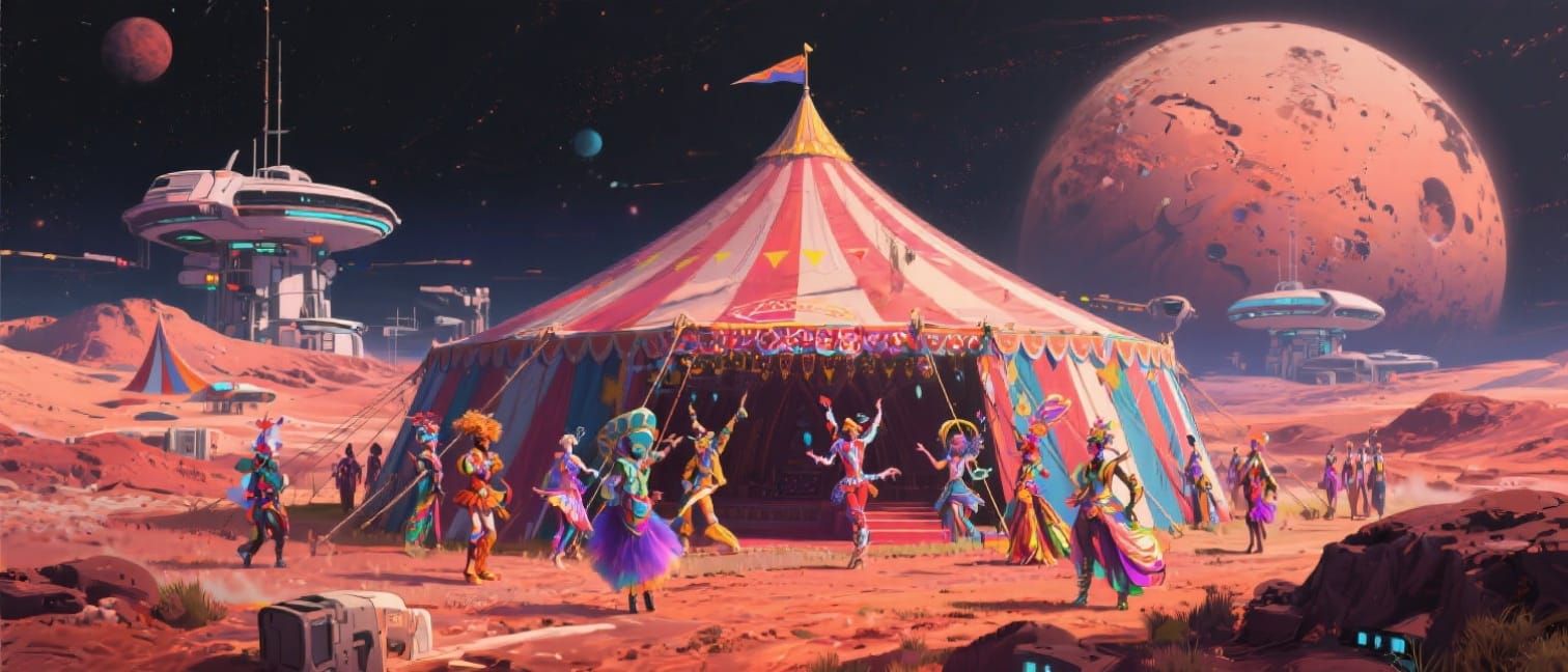 Martian Circus in Retro-Futuristic Style