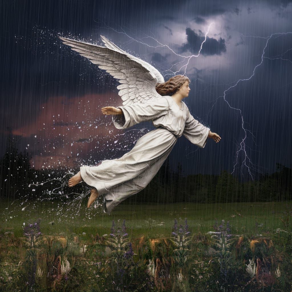 Angel Crying in the Rain: Detailed Matte Painting