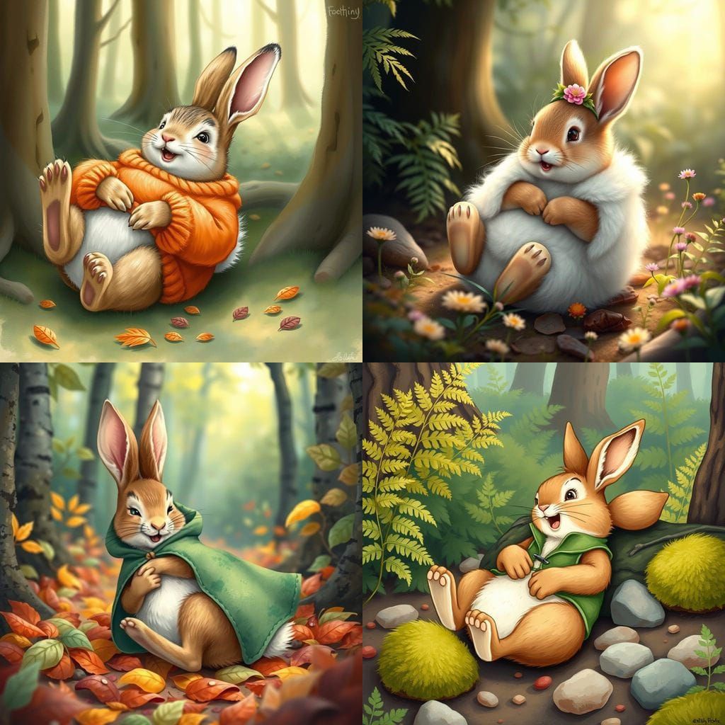 Laughing Bunny Tumbles Through Forest