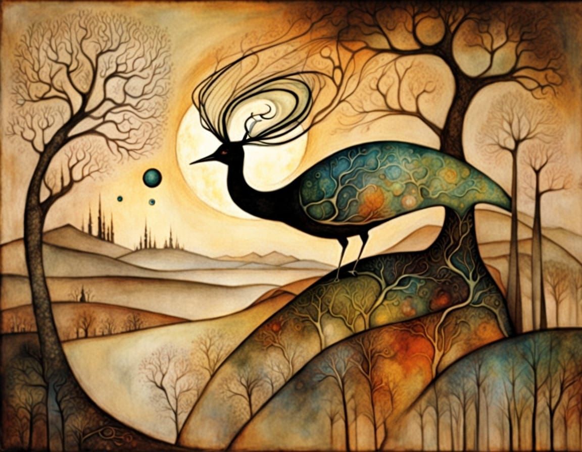 Surrealist Alien Sanctuary in Sepia Tones