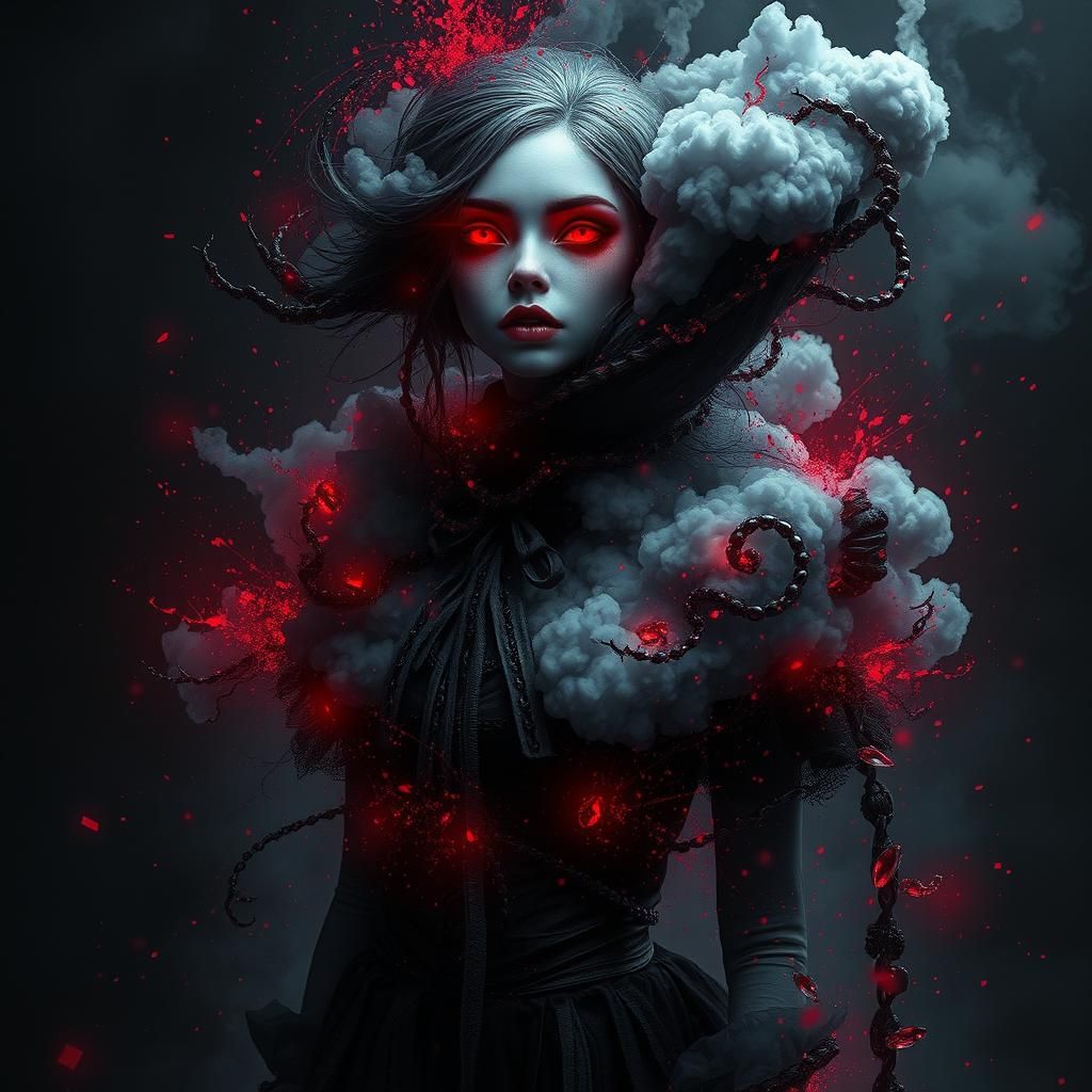 Gothic Vampire Witch Transformation in Fantasy Style