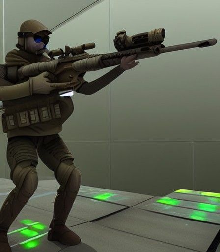 Futuristic Sniper Ready to Engage Enemy Soldiers