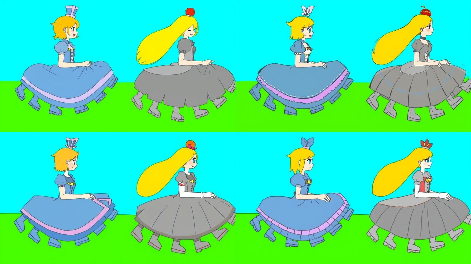 Cartoon Woman Parachuting in Pink Princess Dress