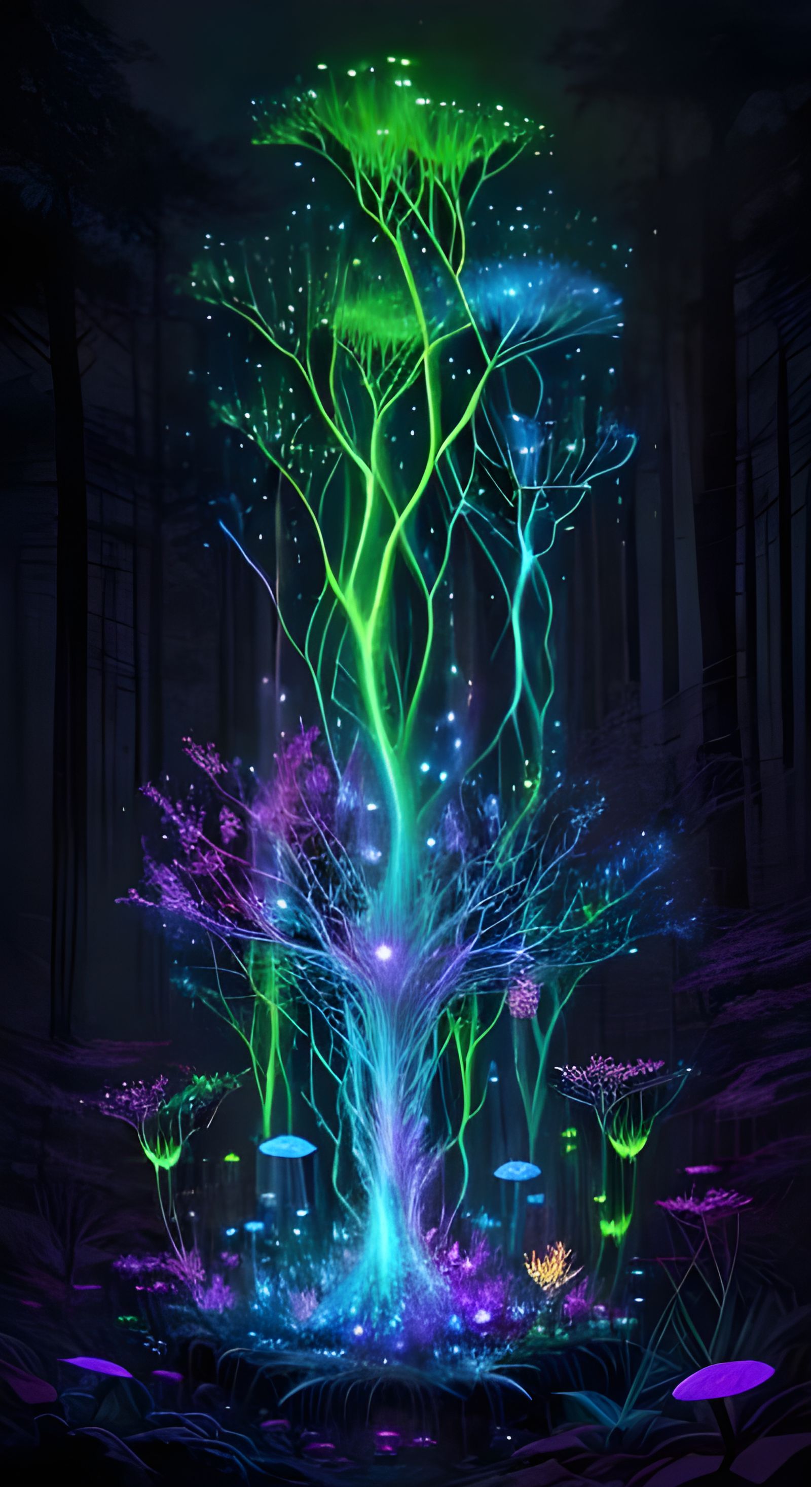 Bioluminescent Flower Wonderland by Rick Griffin