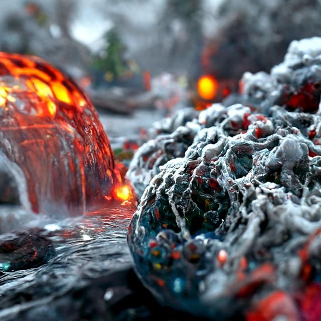 Burning Frozen Water Molecule in Hyperrealistic 3D