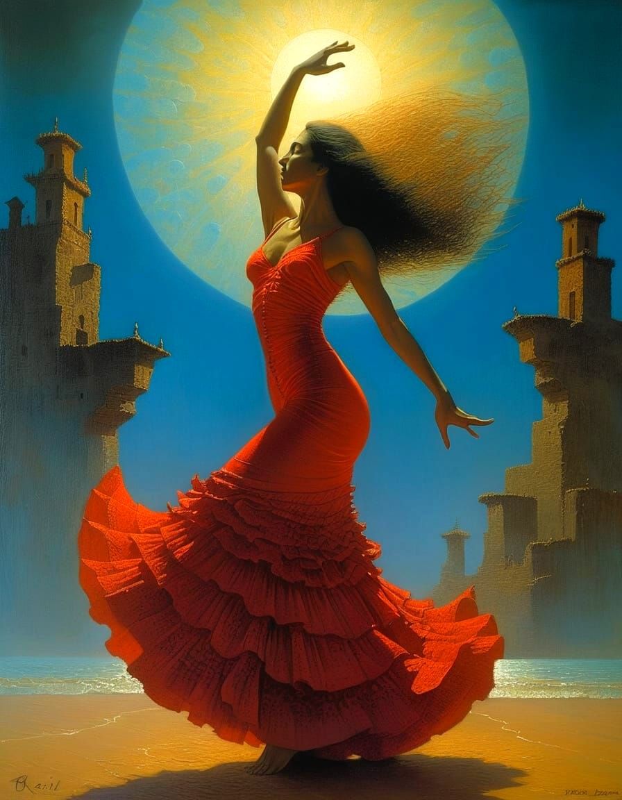 Flamenco Dancer in Dark Surrealist Style