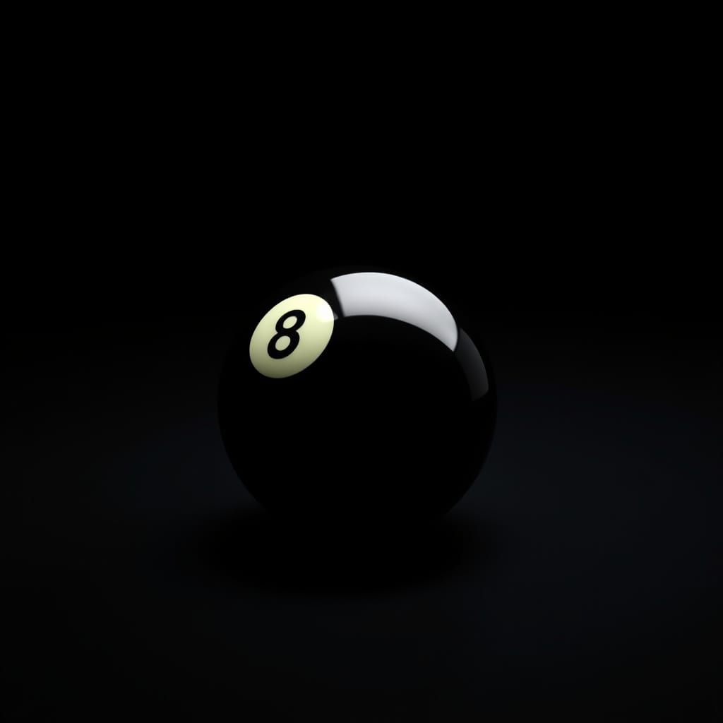 Hyperrealistic Black Billiards Ball