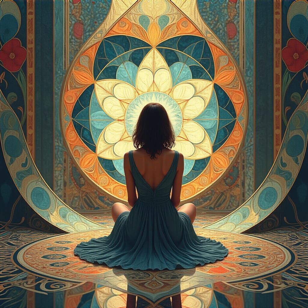 Geometric Design with Woman, Precisionist Style