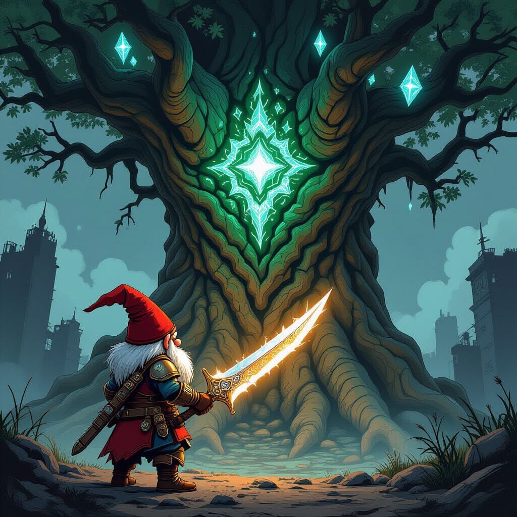 Mystical Gnome Guardian at Ancient Tree in Otomo-Hewlett Sty...