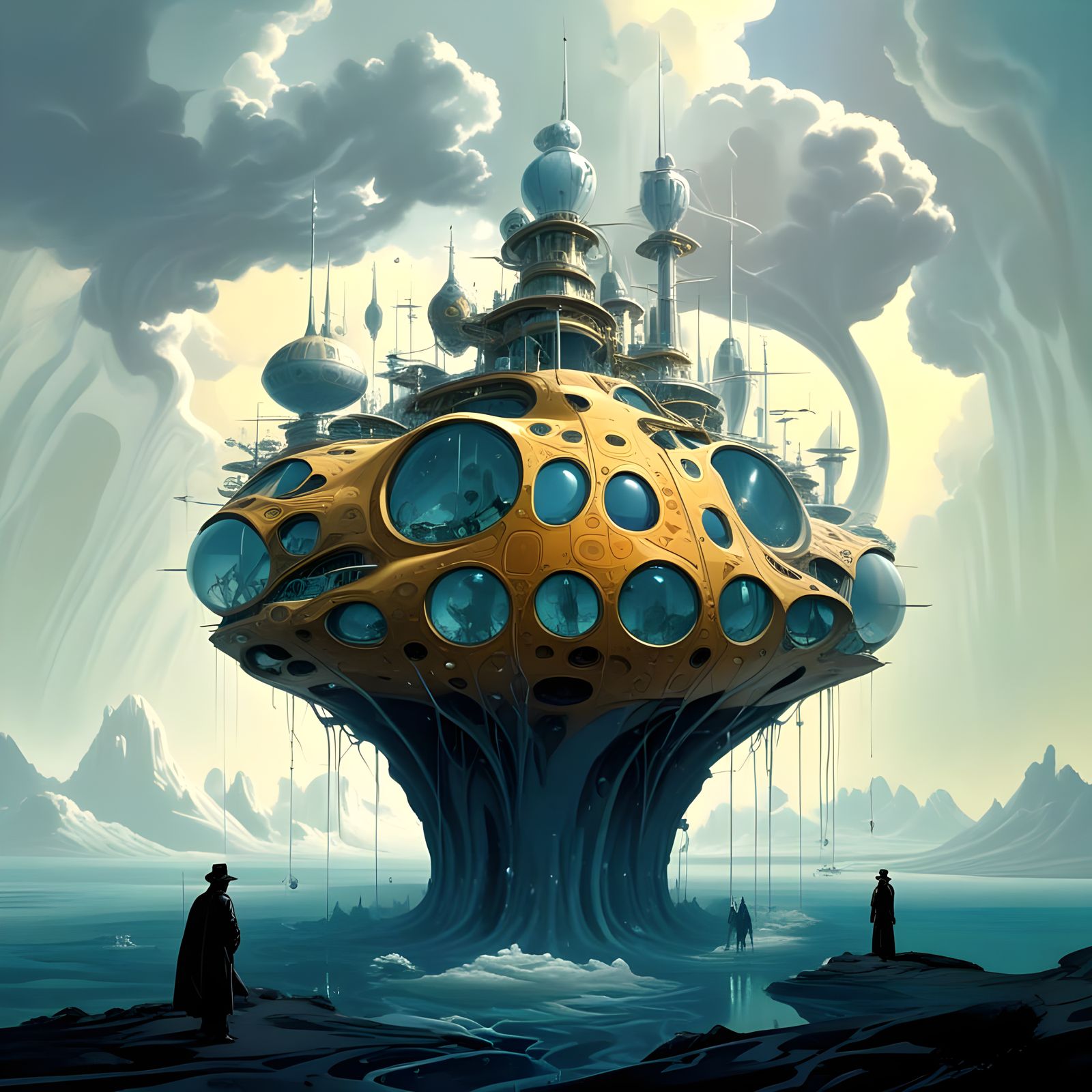 Biomorphic House in Surrealist Style