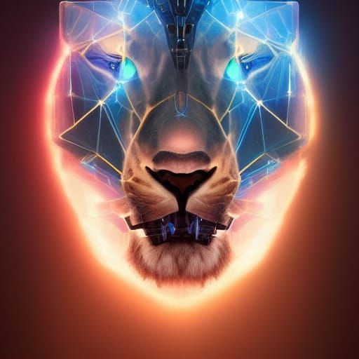 Futuristic AI Cyborg Lion Portrait in Unreal Engine 5