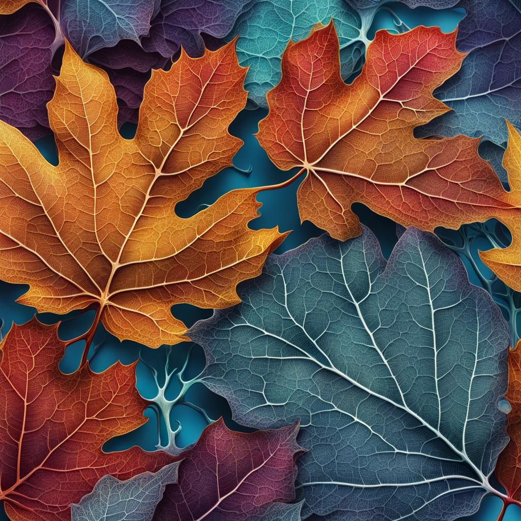 Hyperrealistic Ink Drawing of Leaf Veins