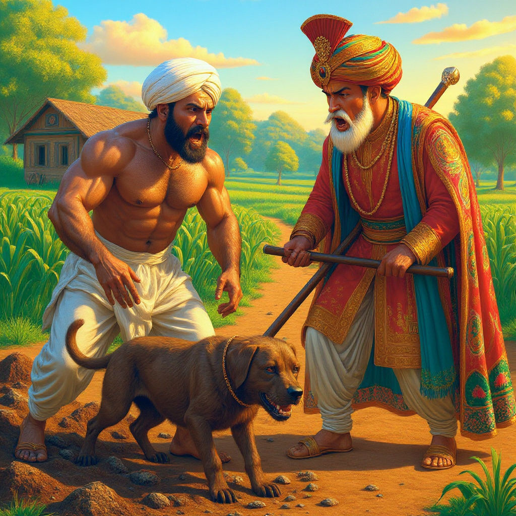 Elderly Farmer's Farewell: A Rural Indian Scene