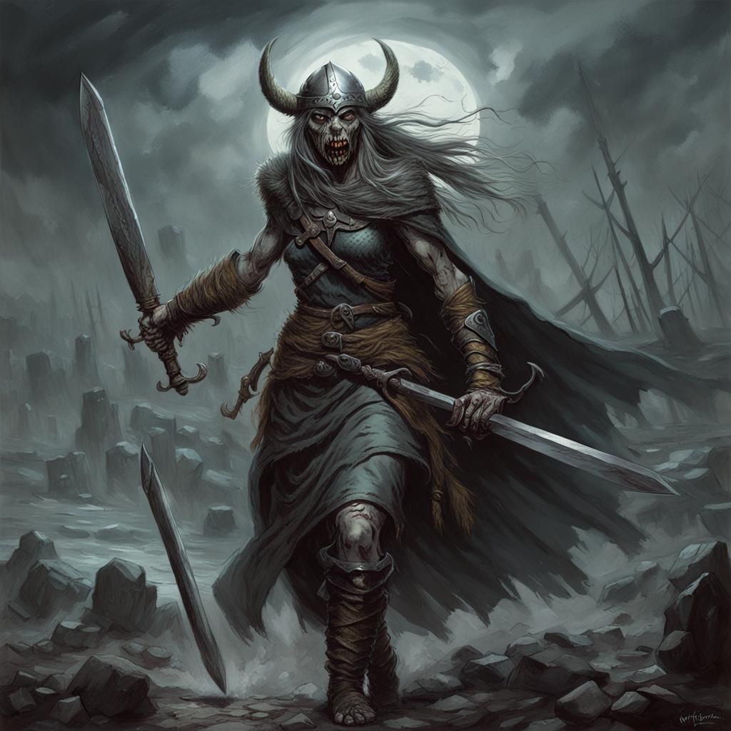 Undead Viking Warrior in DorΓ© Style