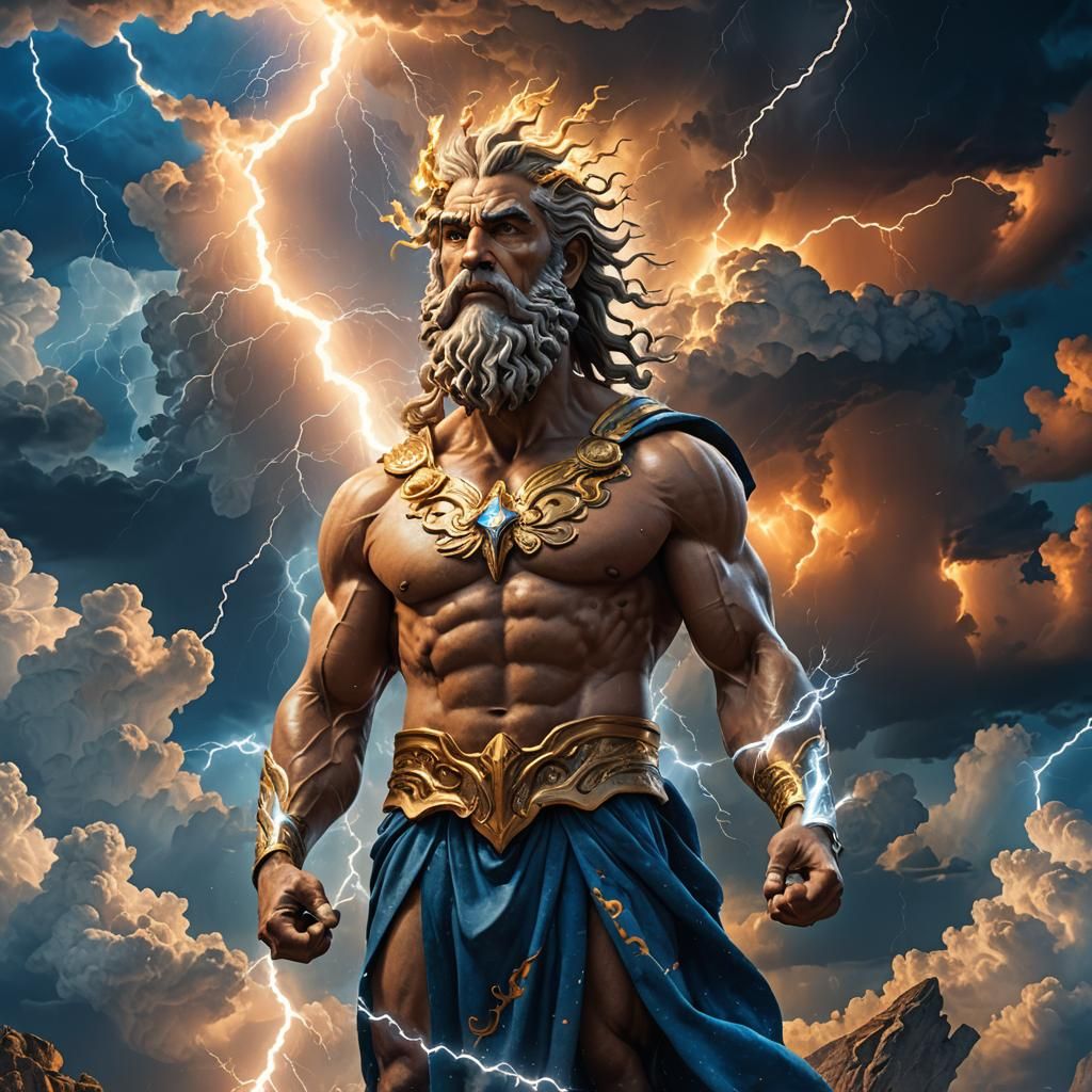 Zeus with Lightning Bolt in Divine Light