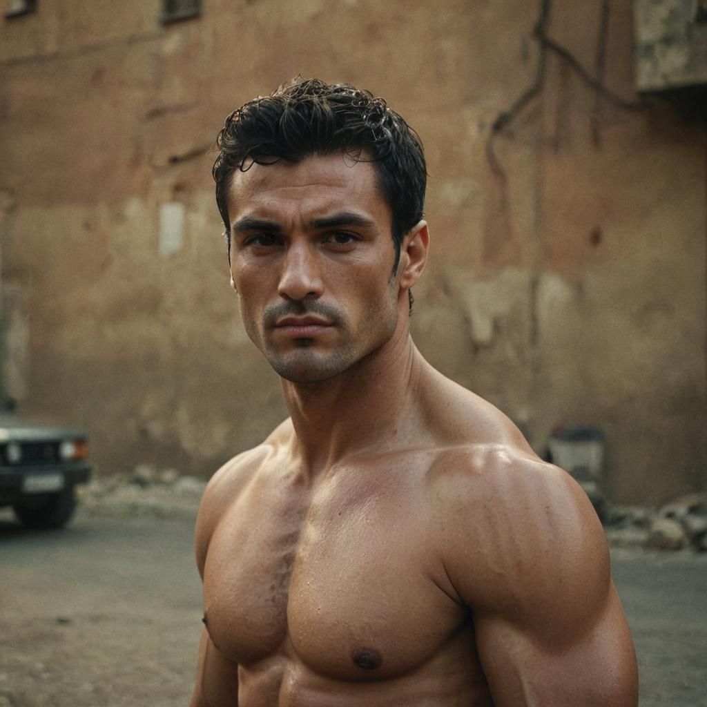 Cinematic Portrait of a Muscular Italian Man