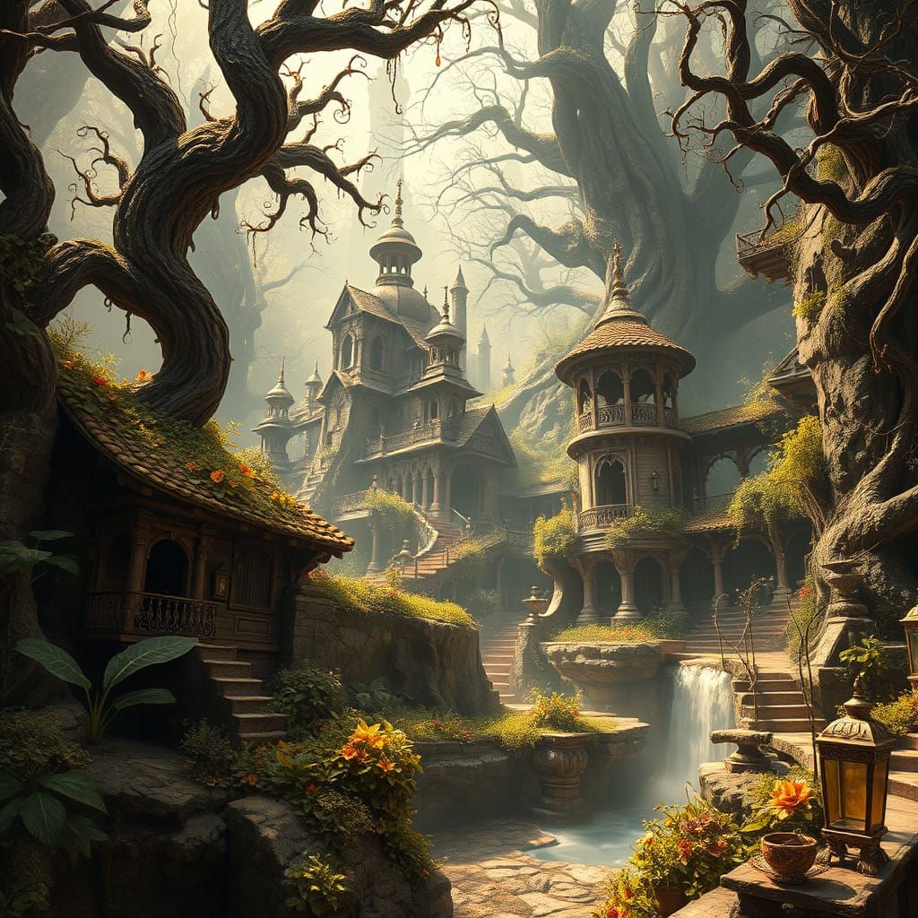 Enchanted Aromatic Metropolis in Vibrant, Matte Style