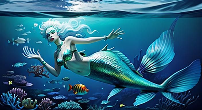 Biopunk Mermaid Goddess Digital Art