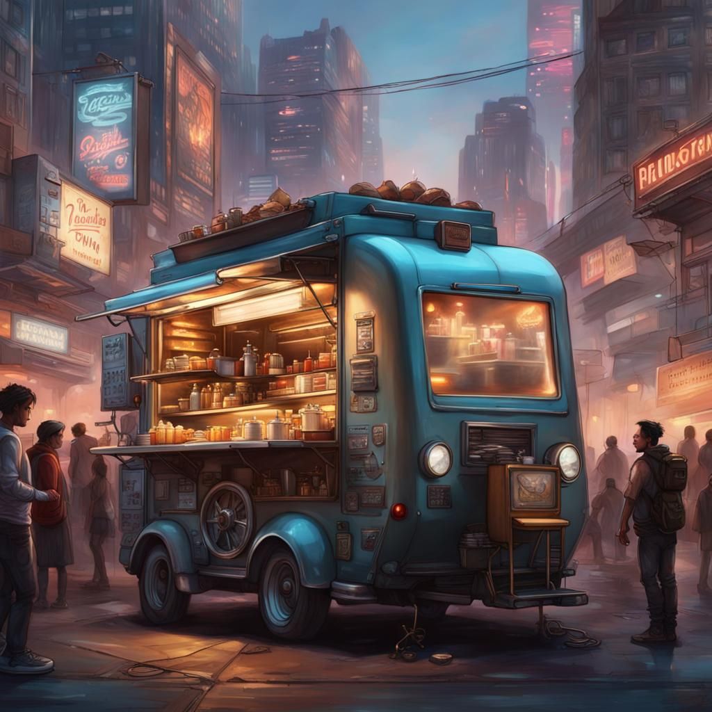Cyberpunk Food Trucks Serve Futuristic Fusion