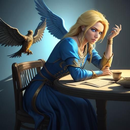 Blonde Tarot Reader and Phoenix in Hospital