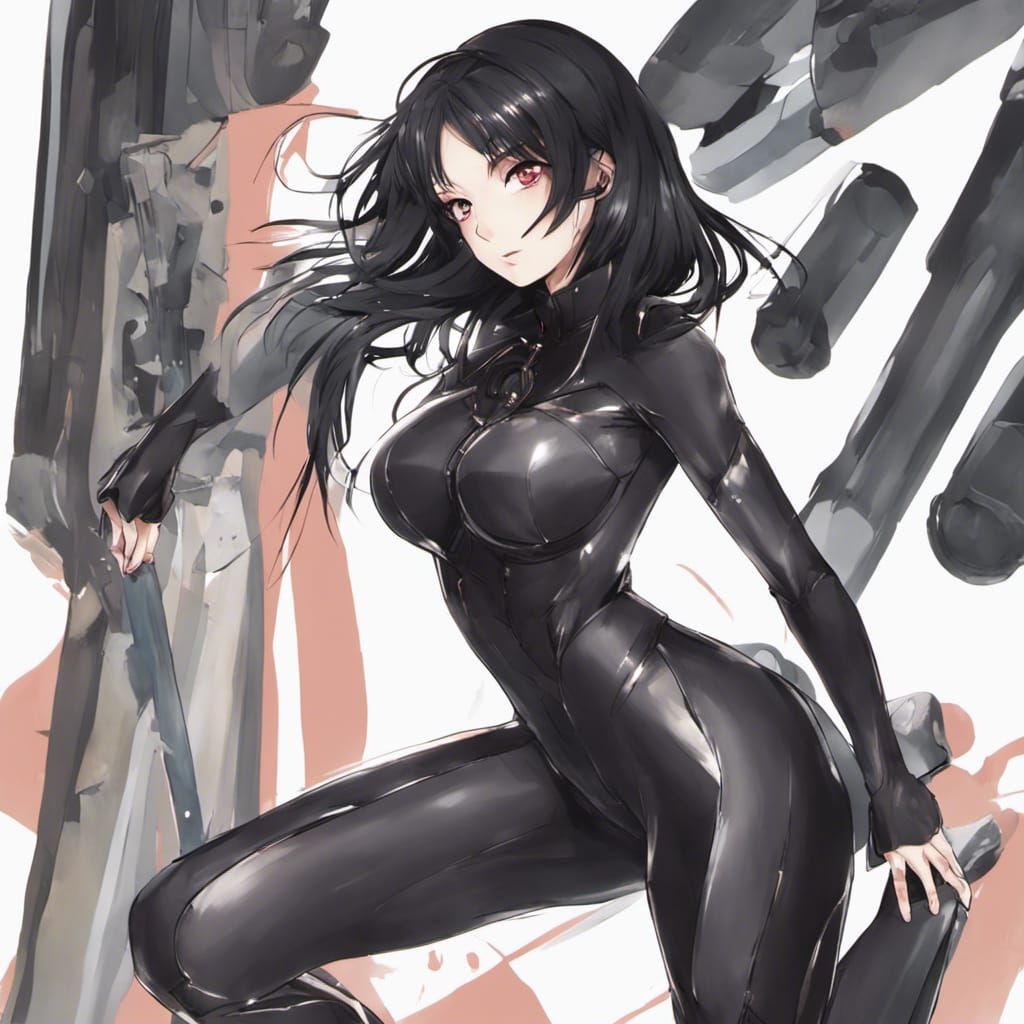 Anime Style Woman in Skin-Tight Outfit